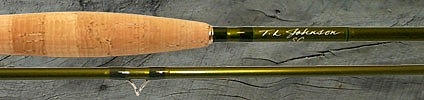 A metallic olive TL Johnson glass rod